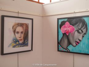 Photo des tableaux de l'exposition "la femme" par l'association reflets d'art - Agrandir l'image, . 0,0 O (fenêtre modale)